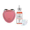 Dispositivo Facial de Microcorrente Mini + Kit de Sérum Facial, Massageador Facial EMS para Esculpir o Rosto, Ferramenta de Beleza para Rejuvenescimento e Cuidados com a Pele