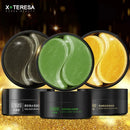 24k ouro remendos de olho colágeno coreano endurecimento macio cuidados com os olhos hidrogel relaxar algas verdes olhos máscara hidratante hidratante